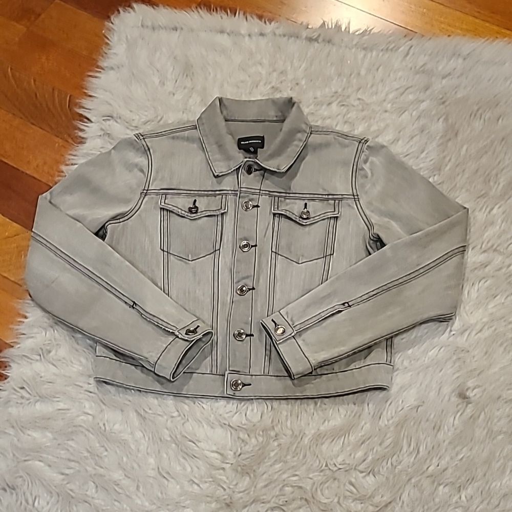 Club Monaco womens‎ gray denim cropped jean jacket size large